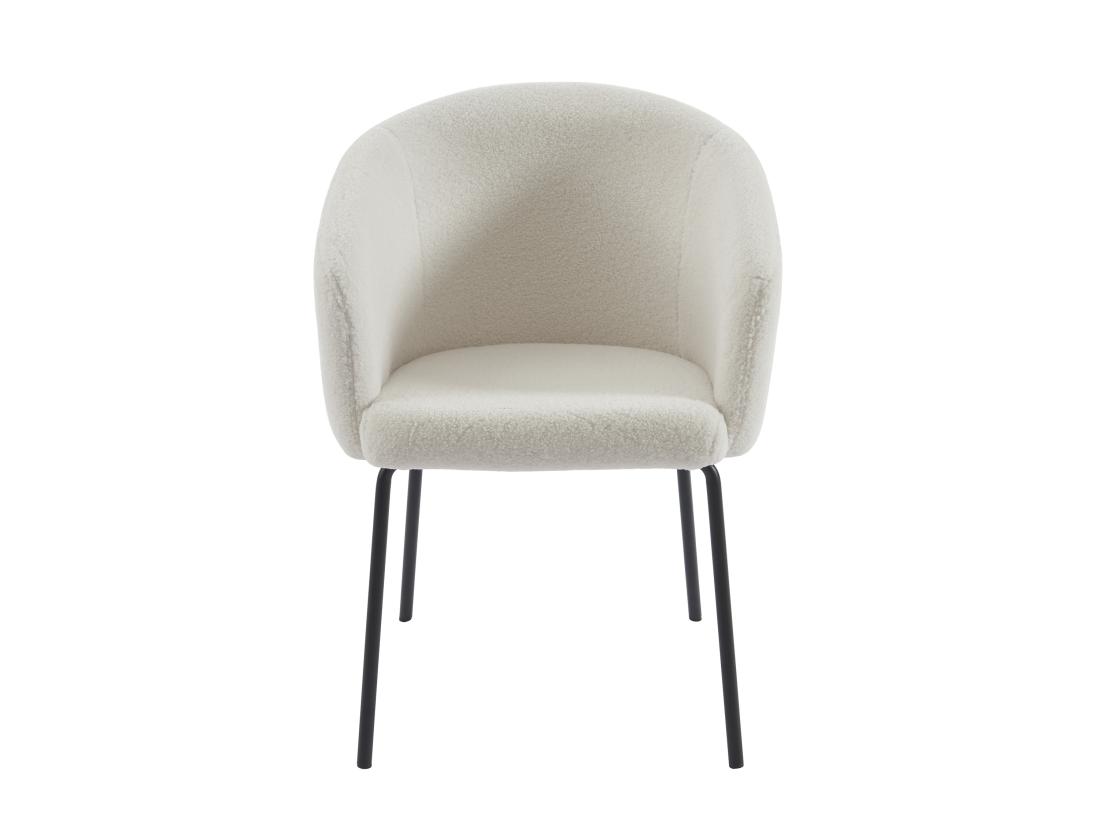 Vente Unique Lot De 2 Chaises Avec Accoudoirs En Tissu Bouclette Et Métal - Crème - MORONI De Pascal MORABITO