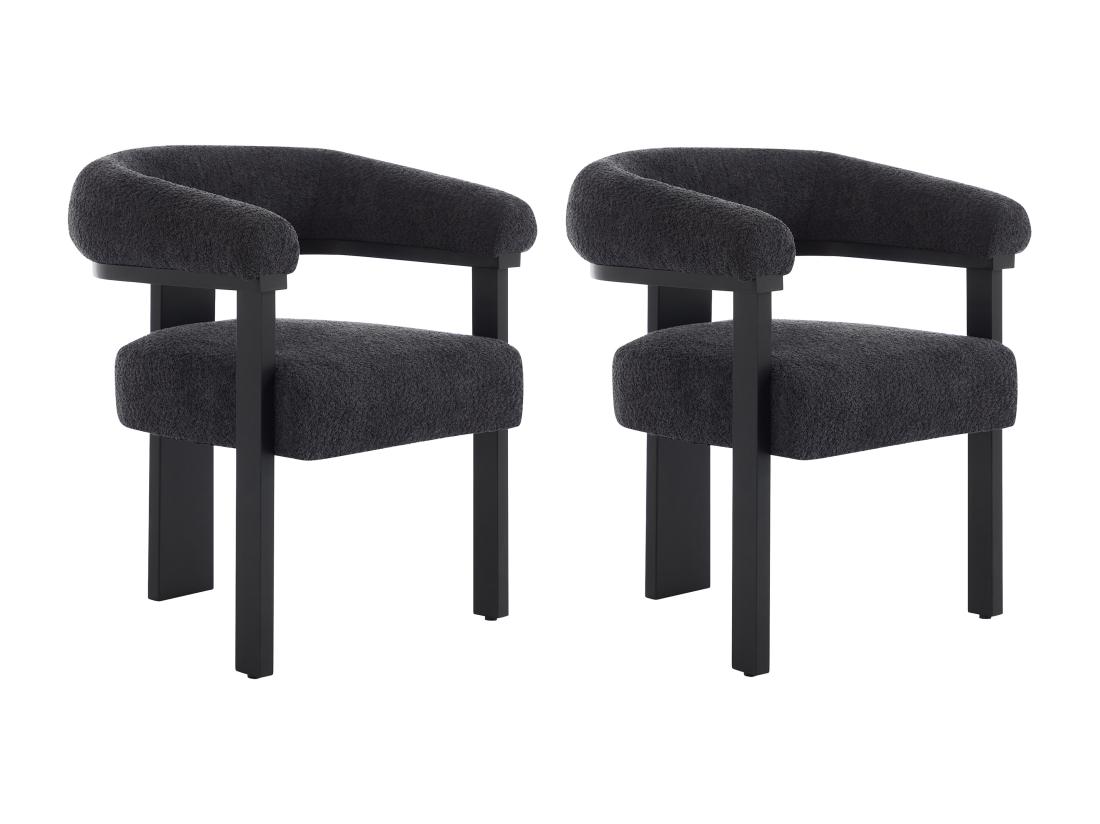 Vente Unique Lot De 2 Chaises Avec Accoudoirs En Tissu Bouclette Et Bois D'hévéa - Noir - LIVELIA De Pascal MORABITO