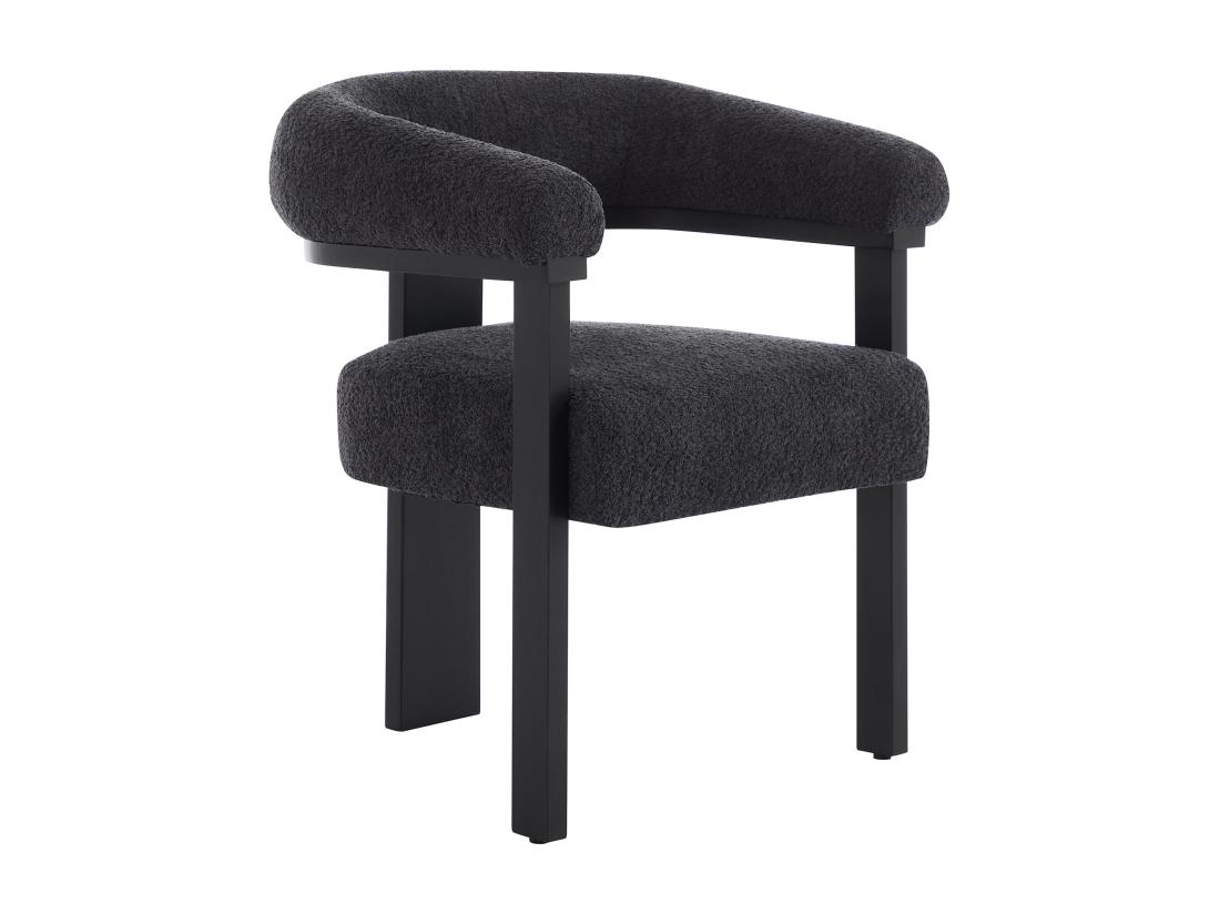 Vente Unique Lot De 2 Chaises Avec Accoudoirs En Tissu Bouclette Et Bois D'hévéa - Noir - LIVELIA De Pascal MORABITO