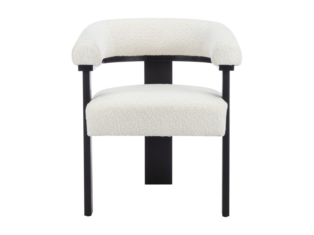 Vente Unique Lot De 2 Chaises Avec Accoudoirs En Tissu Bouclette Et Bois D'hévéa Noir - Blanc - LIVELIA De Pascal MORABITO