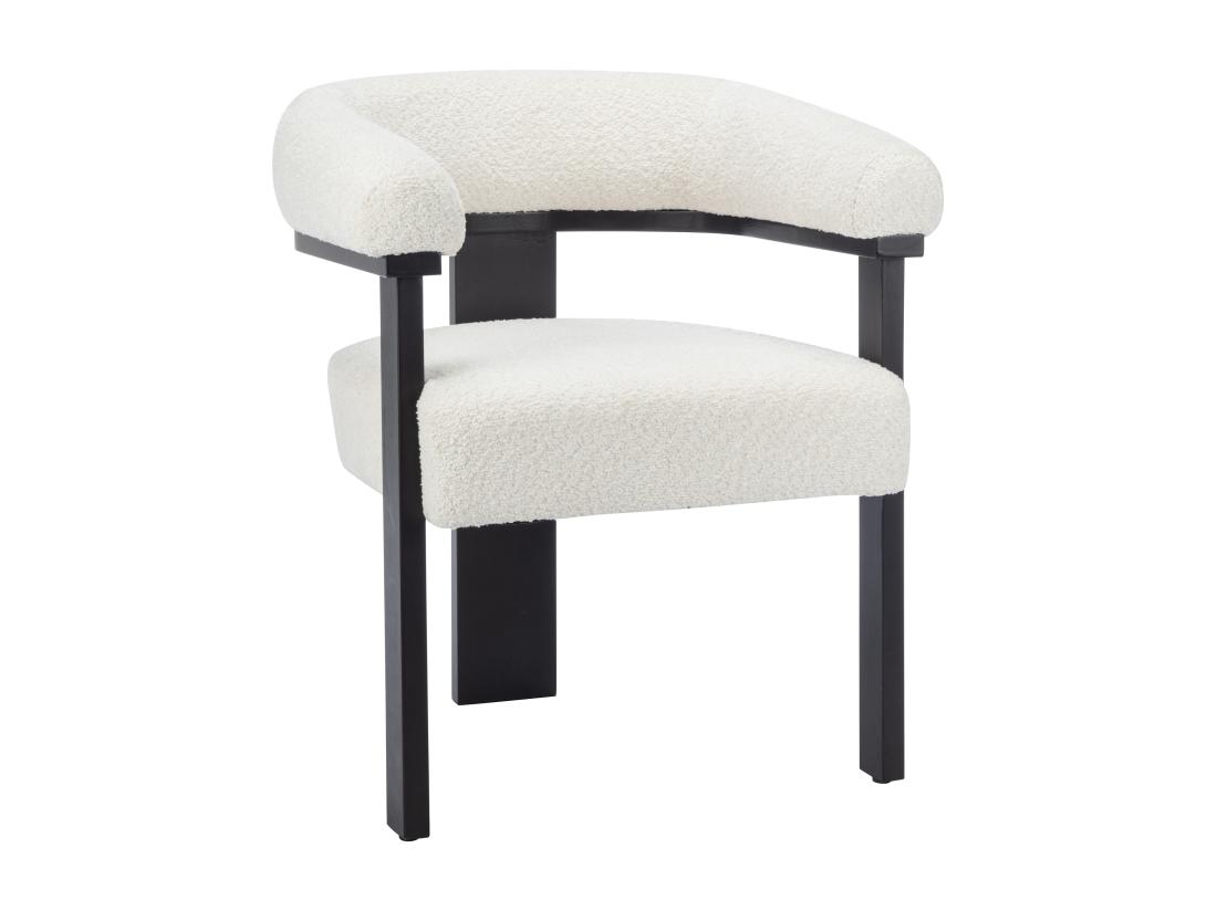 Vente Unique Lot De 2 Chaises Avec Accoudoirs En Tissu Bouclette Et Bois D'hévéa Noir - Blanc - LIVELIA De Pascal MORABITO