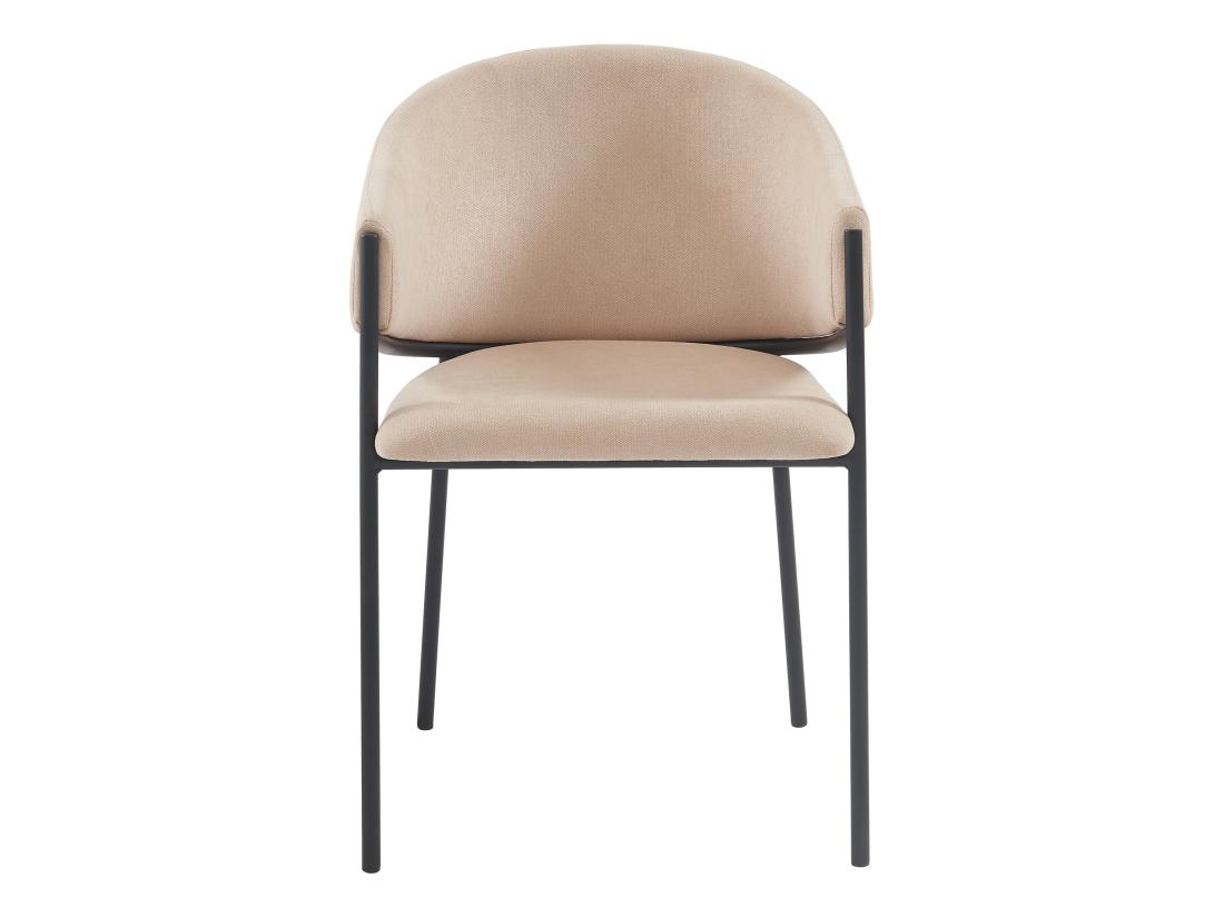 Vente Unique Lot De 2 Chaises Avec Accoudoirs En Tissu Et Métal Noir - Beige - ORDIDA De Pascal MORABITO