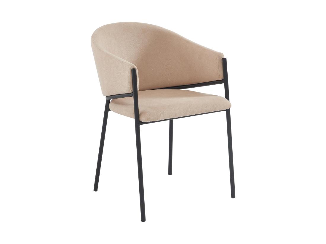 Vente Unique Lot De 2 Chaises Avec Accoudoirs En Tissu Et Métal Noir - Beige - ORDIDA De Pascal MORABITO