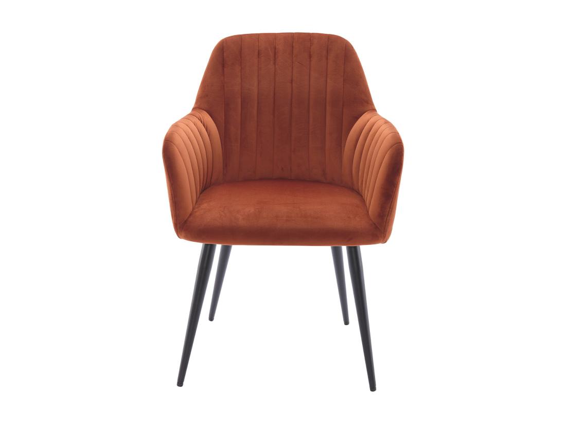 Vente Unique Lot De 2 Chaises Avec Accoudoirs En Velours Et Métal Noir - Terracotta - ELEANA