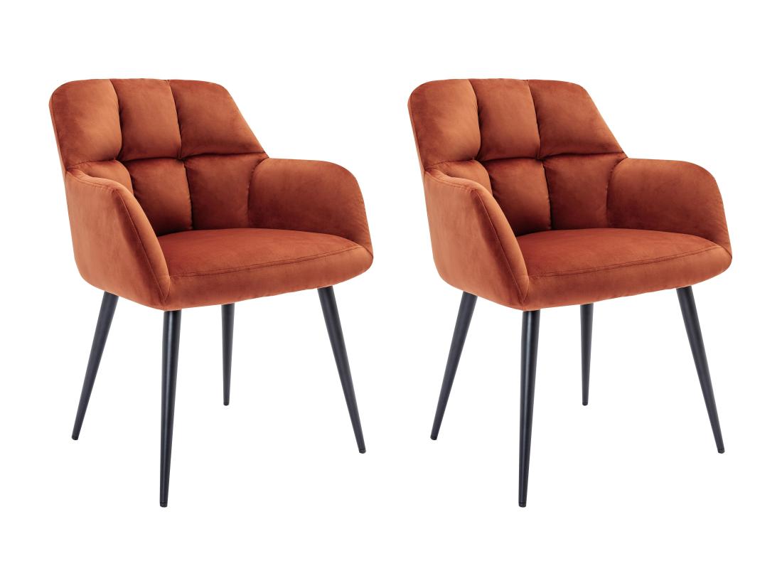 Vente Unique Lot De 2 Chaises Avec Accoudoirs - Velours Et Métal - Terracotta - PEGA De Pascal MORABITO