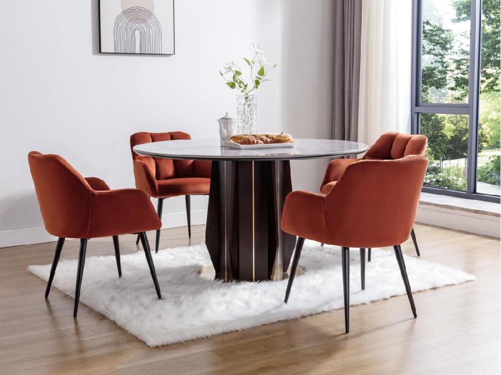 vente unique Lot de 2 chaises avec accoudoirs - Velours et métal - Terracotta - PEGA de Pascal MORABITO