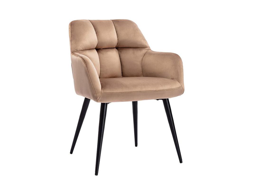 Vente Unique Lot De 2 Chaises Avec Accoudoirs - Velours Et Métal - Beige - PEGA De Pascal MORABITO