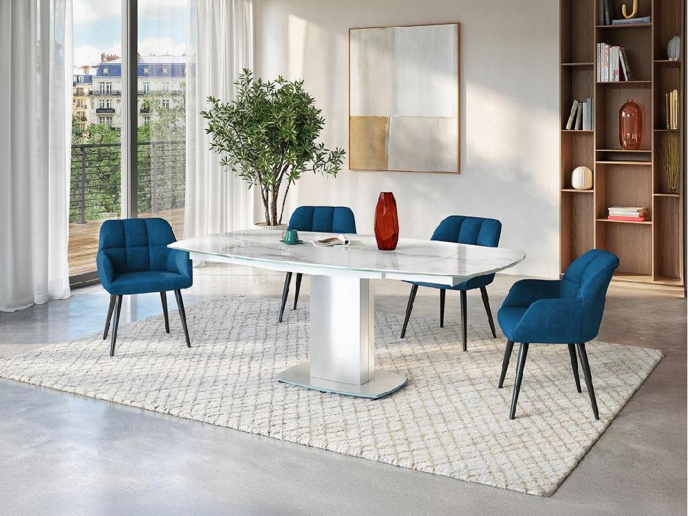 vente unique Lot de 2 chaises avec accoudoirs - Velours et métal - Bleu - PEGA de Pascal MORABITO