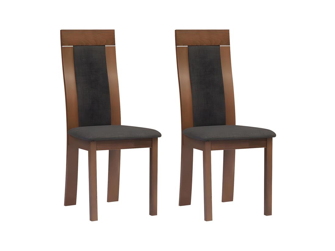 Vente Unique Lot De 2 Chaises BELINDA - Hêtre Et Tissu - Coloris : Noyer Et Anthracite