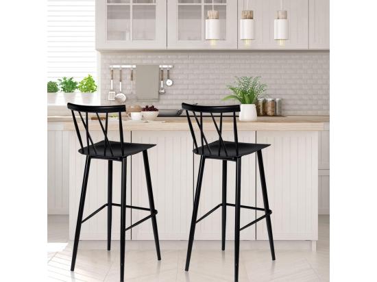 Vente Unique Lot De 2 Chaises De Bar De Style Moderne En Métal 47 5 X 41 X 105 CM Pour Bistro Cuisine Café Charge Max. 150 KG(Noir)