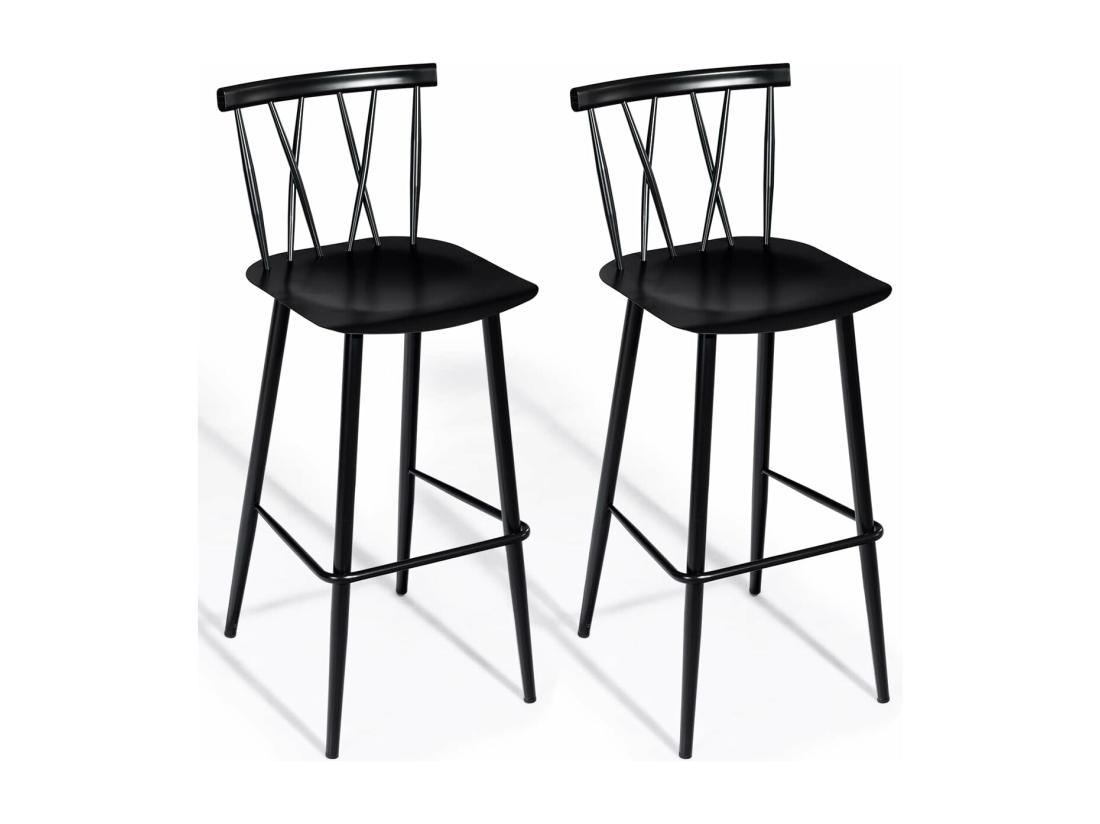 vente unique Lot de 2 Chaises de Bar de Style Moderne en Métal 47 5 x 41 x 105 CM pour Bistro Cuisine Café Charge Max. 150 KG(Noir)