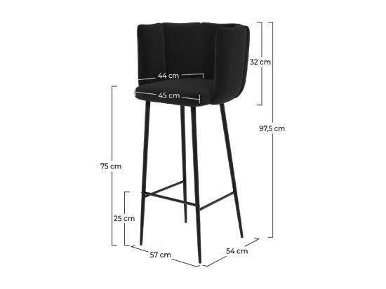 Vente Unique Lot De 2 Chaises De Bar En Velours Noir 75 Cm - Rosy