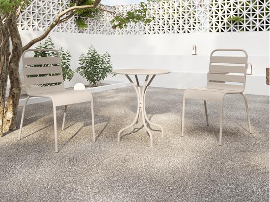 Vente Unique Lot De 2 Chaises De Jardin Empilables En Métal - Beige - MIRMANDE De MYLIA
