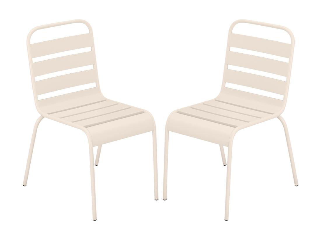 vente unique Lot de 2 chaises de jardin empilables en métal - Beige - MIRMANDE de MYLIA