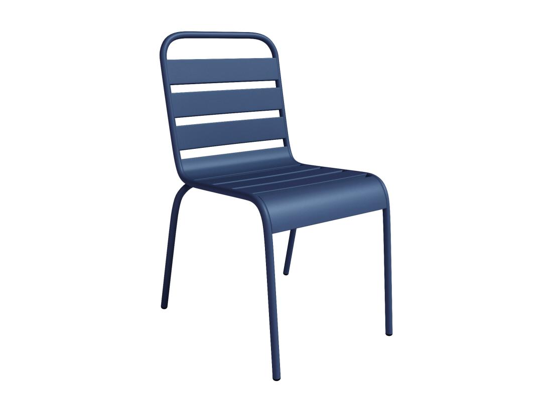 Vente Unique Lot De 2 Chaises De Jardin Empilables En Métal - Bleu Nuit - MIRMANDE De MYLIA