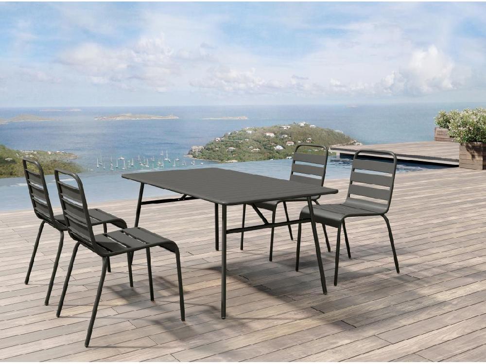 Vente Unique Lot De 2 Chaises De Jardin Empilables En Métal - Gris Anthracite - MIRMANDE De MYLIA