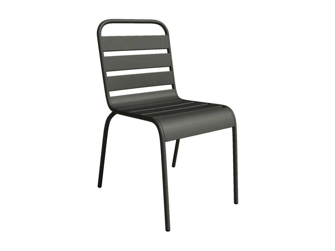 Vente Unique Lot De 2 Chaises De Jardin Empilables En Métal - Gris Anthracite - MIRMANDE De MYLIA