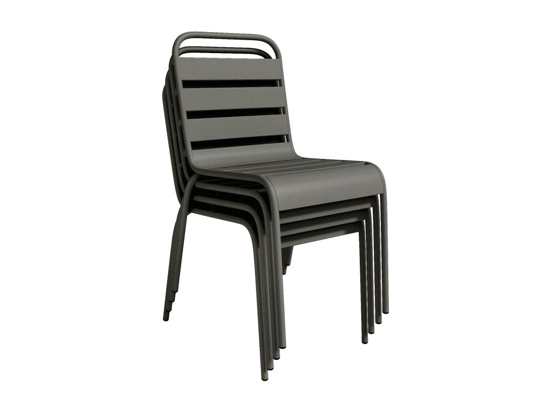 Vente Unique Lot De 2 Chaises De Jardin Empilables En Métal - Gris Anthracite - MIRMANDE De MYLIA