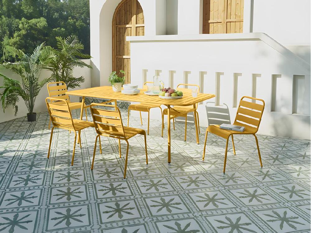 Vente Unique Lot De 2 Chaises De Jardin Empilables En Métal - Jaune Moutarde - MIRMANDE De MYLIA