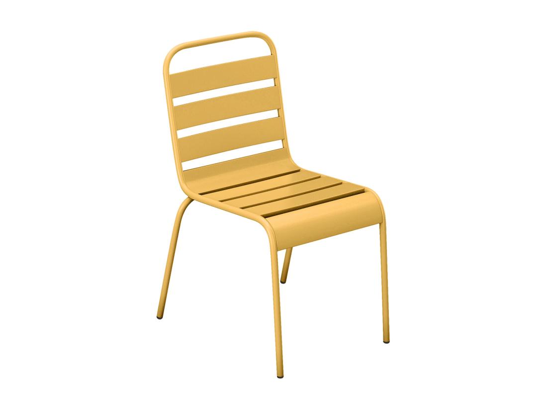 Vente Unique Lot De 2 Chaises De Jardin Empilables En Métal - Jaune Moutarde - MIRMANDE De MYLIA