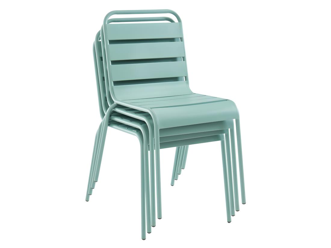Vente Unique Lot De 2 Chaises De Jardin Empilables En Métal - Vert Amande - MIRMANDE De MYLIA