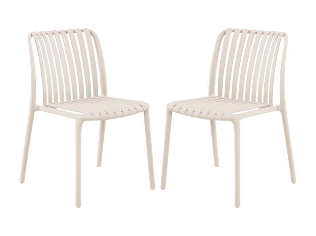 vente unique Lot de 2 chaises de jardin empilables en polypropylène - Beige - SESEH de MYLIA