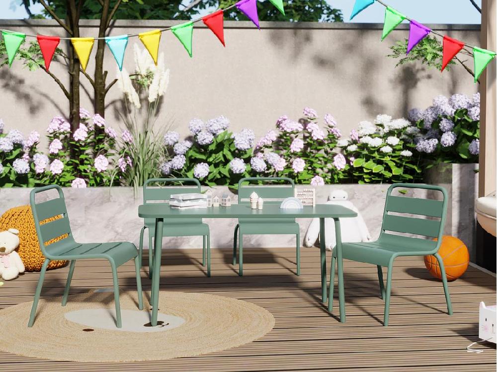 Vente Unique Lot De 2 Chaises De Jardin Empilables Pour Enfants En Métal - Vert Amande - POPAYAN De MYLIA