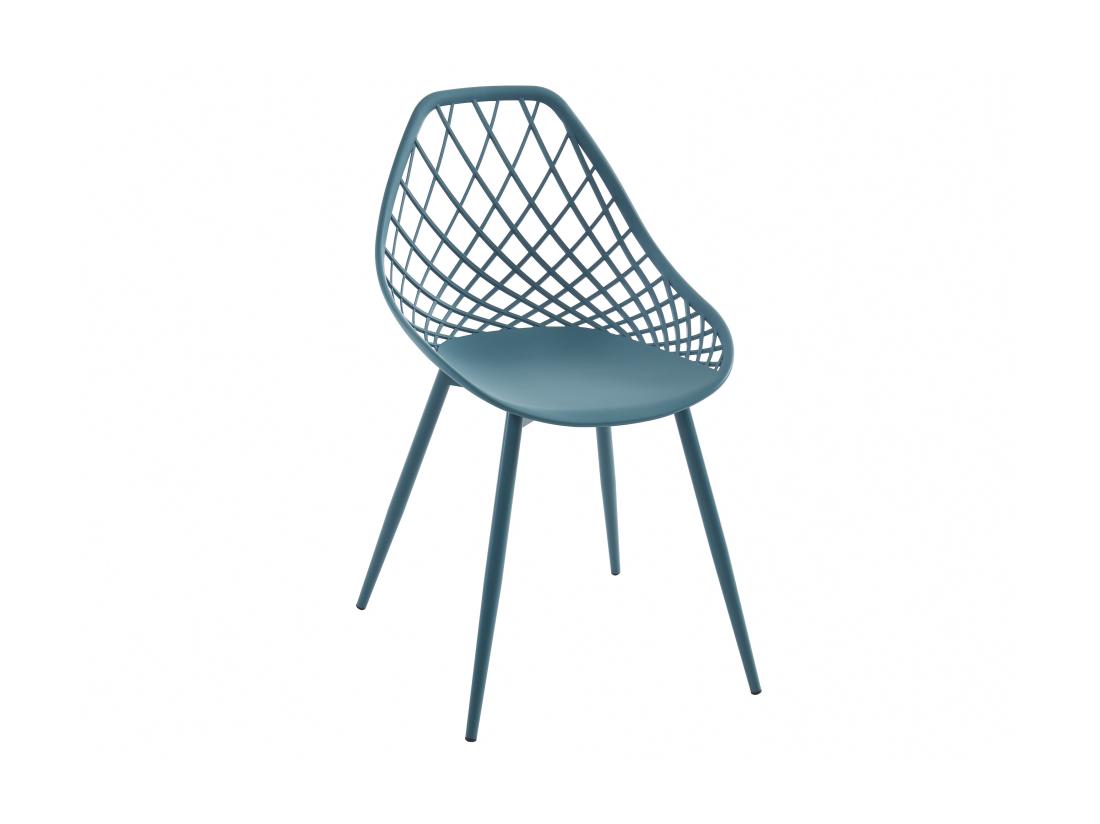 Vente Unique Lot De 2 Chaises De Jardin En Polypropylène Avec Pieds En Métal - Bleu Canard - MALAGA De MYLIA