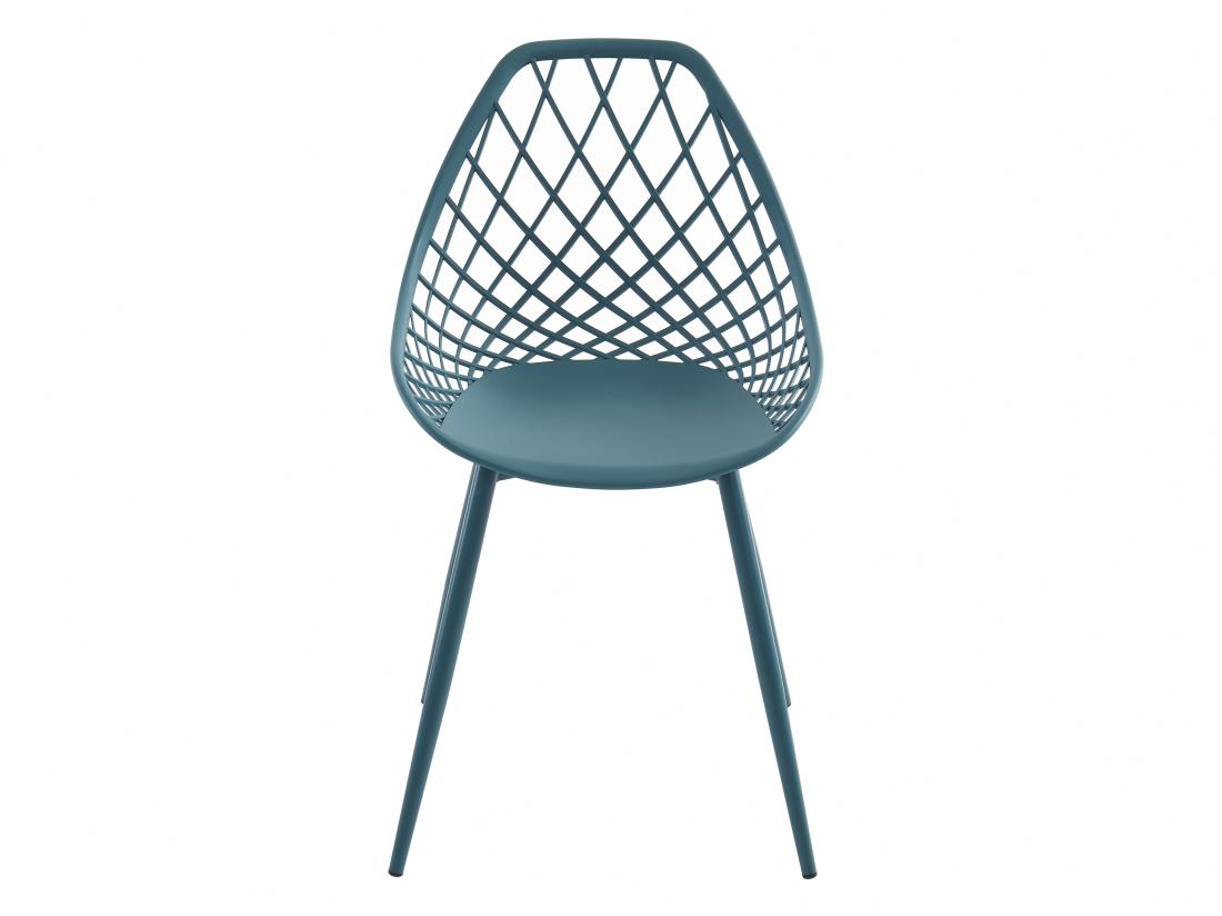 Vente Unique Lot De 2 Chaises De Jardin En Polypropylène Avec Pieds En Métal - Bleu Canard - MALAGA De MYLIA