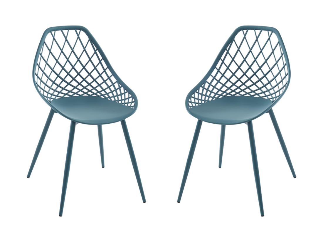 vente unique Lot de 2 chaises de jardin en polypropylène avec pieds en métal - Bleu canard - MALAGA de MYLIA