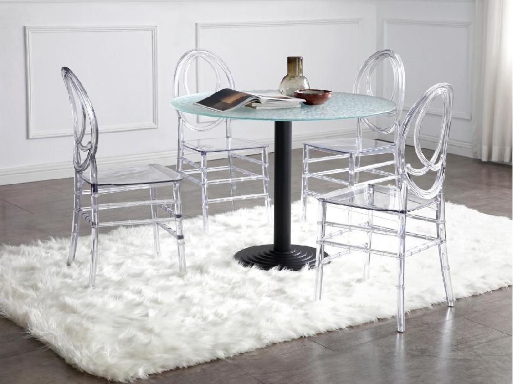 vente unique Lot de 2 chaises en polycarbonate plein - Cristal - AMALINE