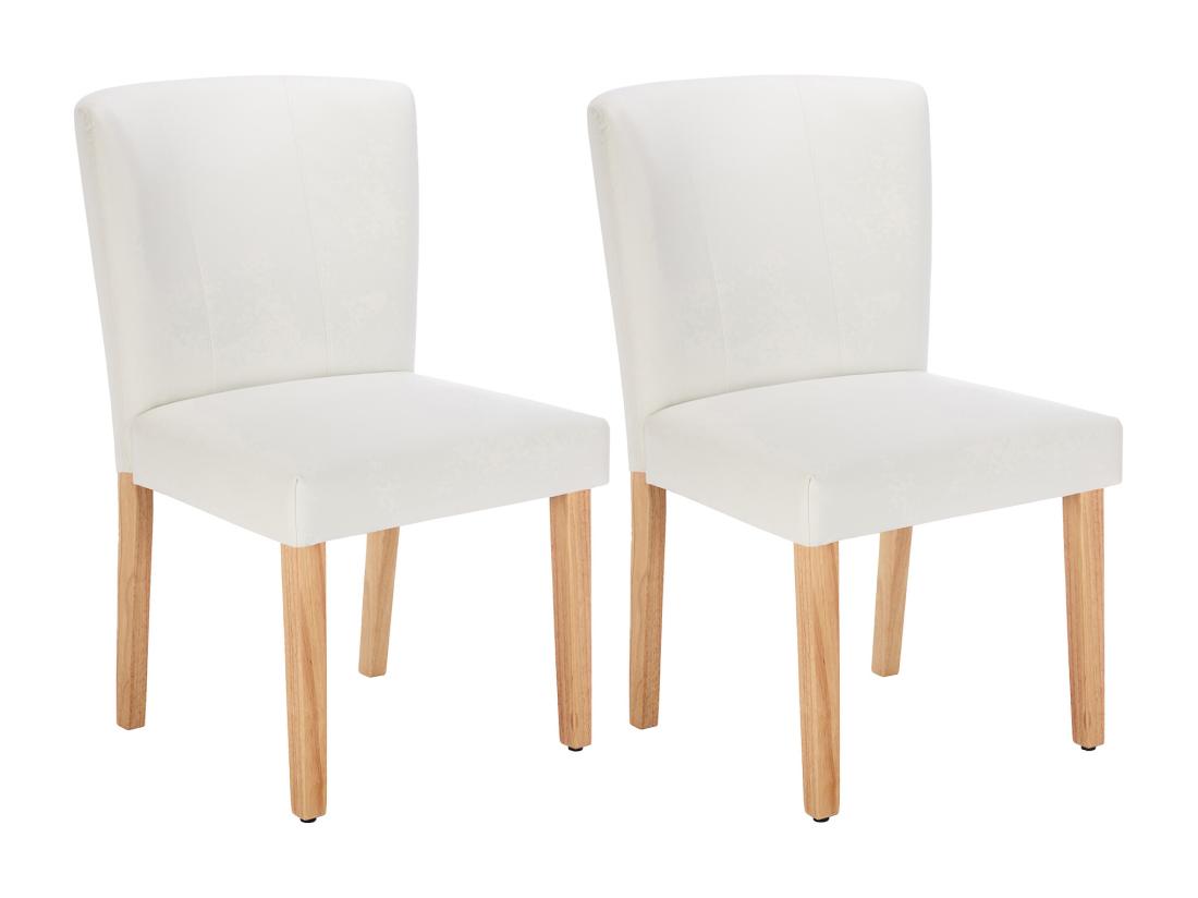 Vente Unique Lot De 2 Chaises En Simili Et Bois D'hévéa - Blanc - ANALIA