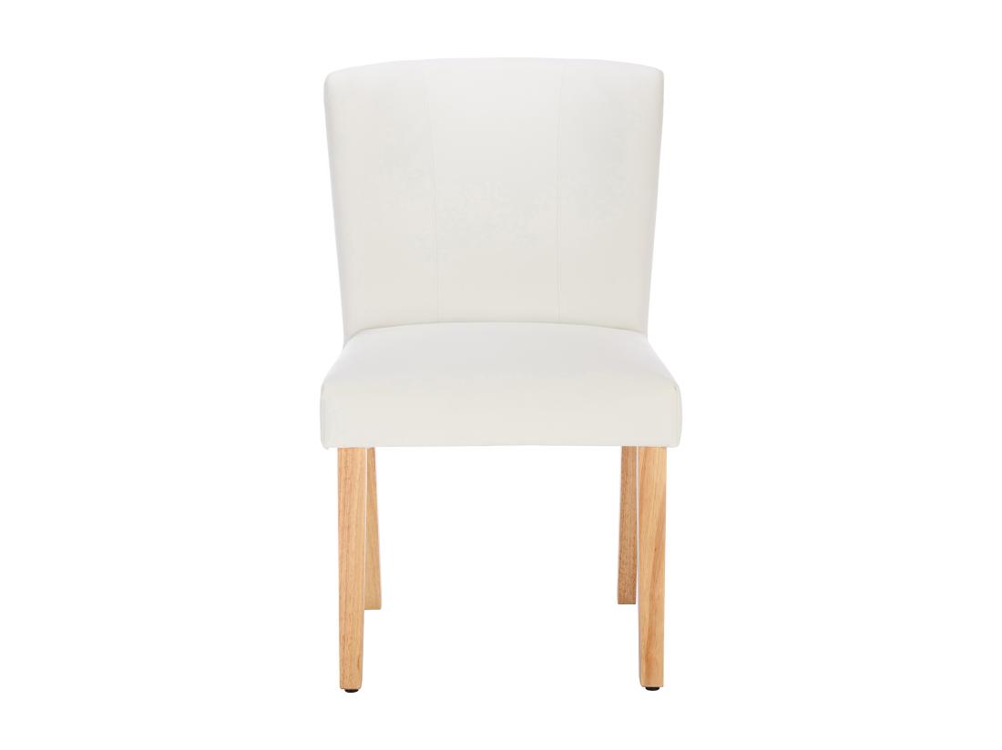 Vente Unique Lot De 2 Chaises En Simili Et Bois D'hévéa - Blanc - ANALIA