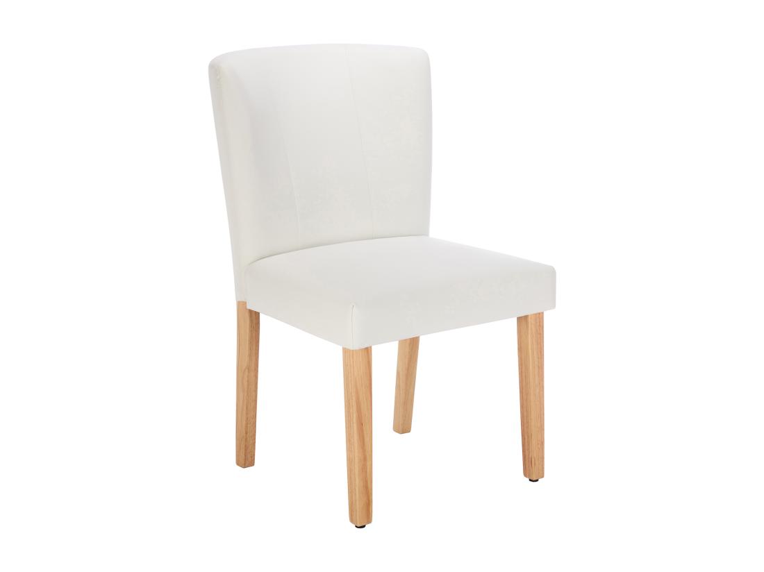 Vente Unique Lot De 2 Chaises En Simili Et Bois D'hévéa - Blanc - ANALIA