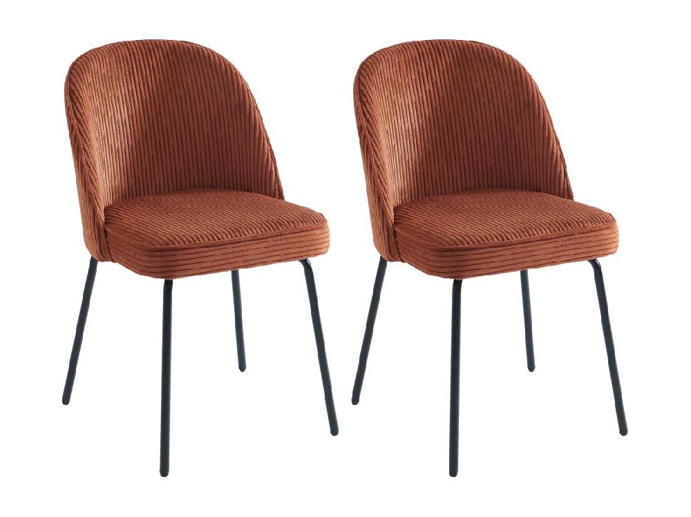 Vente Unique Lot De 2 Chaises En Velours Côtelé Et Métal Noir - Terracotta - ALPALI
