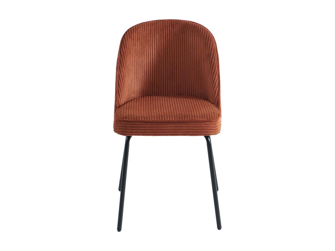 Vente Unique Lot De 2 Chaises En Velours Côtelé Et Métal Noir - Terracotta - ALPALI