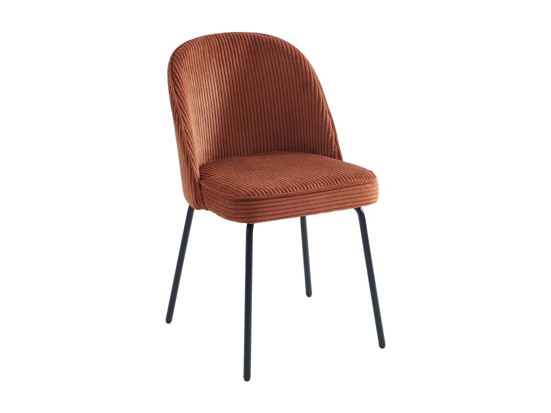 Vente Unique Lot De 2 Chaises En Velours Côtelé Et Métal Noir - Terracotta - ALPALI