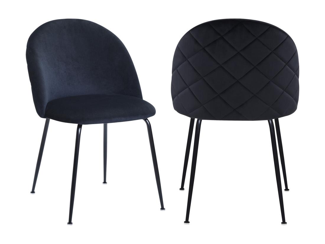 Vente Unique Lot De 2 Chaises En Velours Et Acier Inoxydable - Noir - MELBOURNE
