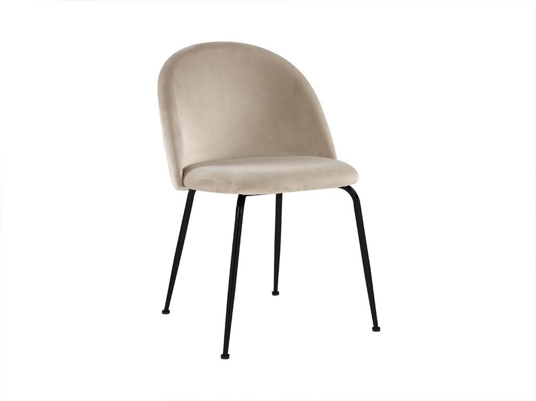 Vente Unique Lot De 2 Chaises En Velours Et Acier Inoxydable Noir - Beige - MELBOURNE
