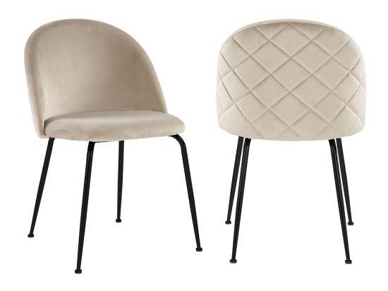 vente unique Lot de 2 chaises en velours et acier inoxydable noir - Beige - MELBOURNE