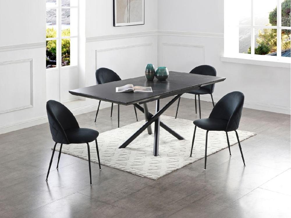 vente unique Lot de 2 chaises en velours et acier inoxydable - Noir - MELBOURNE