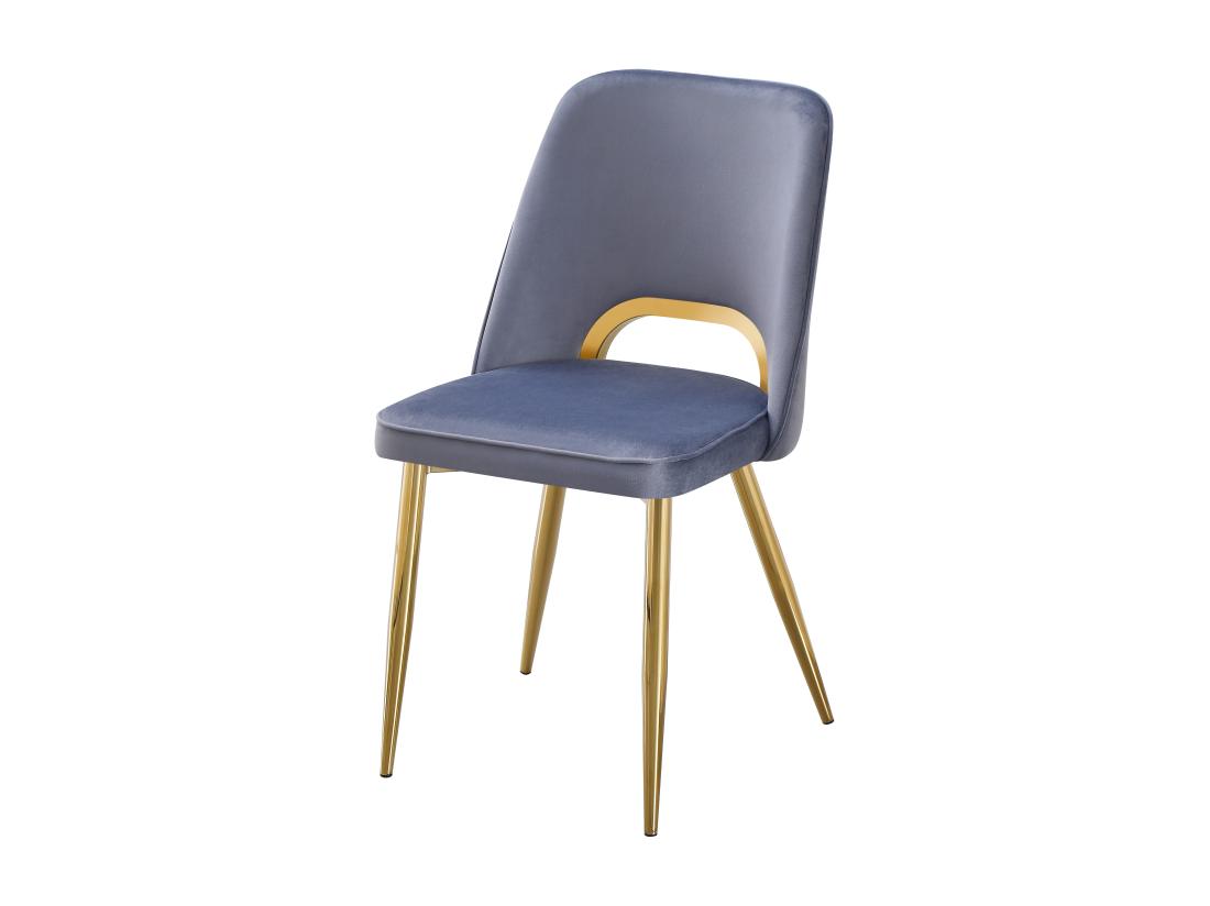Vente Unique Lot De 2 Chaises En Velours Et Métal Doré - Bleu - LUNA