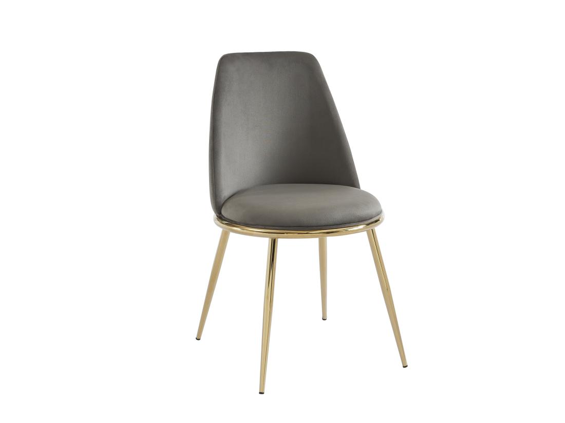 Vente Unique Lot De 2 Chaises En Velours Et Métal Doré - Gris - NEBINA De Pascal MORABITO