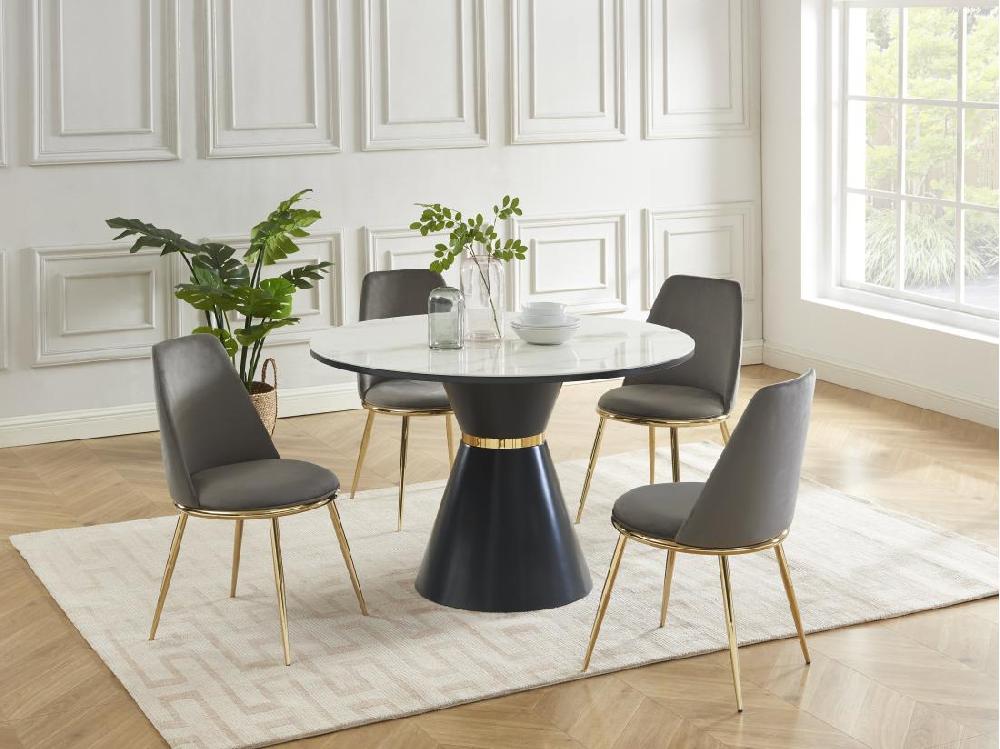 vente unique Lot de 2 chaises en velours et métal doré - Gris - NEBINA de Pascal MORABITO