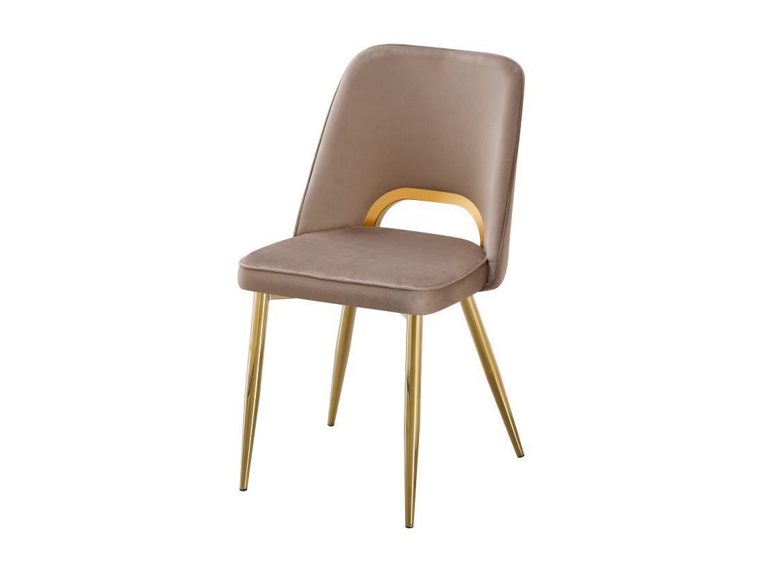 Vente Unique Lot De 2 Chaises En Velours Et Métal Doré - Taupe - LUNA