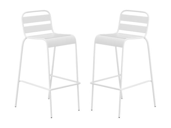 vente unique Lot de 2 chaises hautes de jardin empilables en métal - Blanc - MIRMANDE de MYLIA