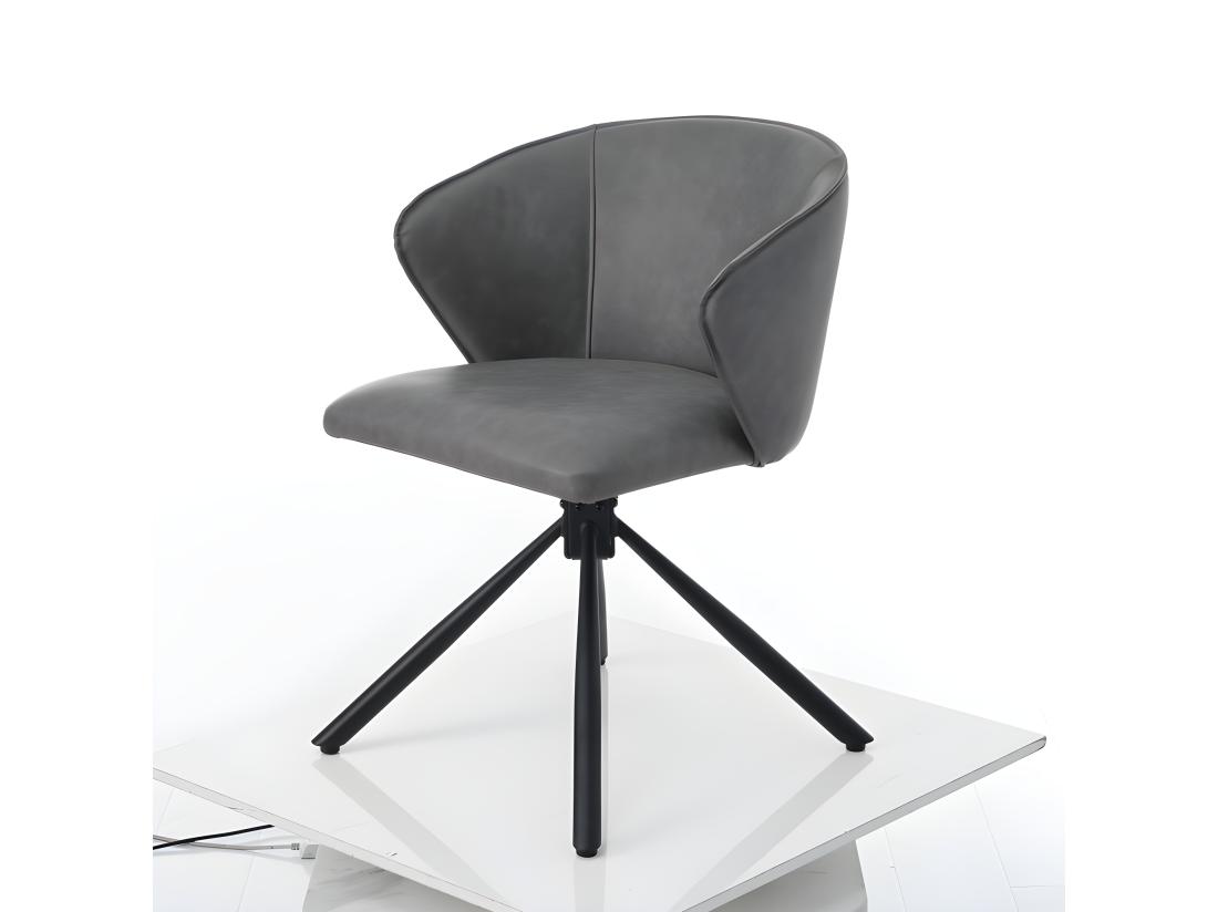 Vente Unique Lot De 2 Chaises Pivotantes En Similicuir - Style Moderne - Gris