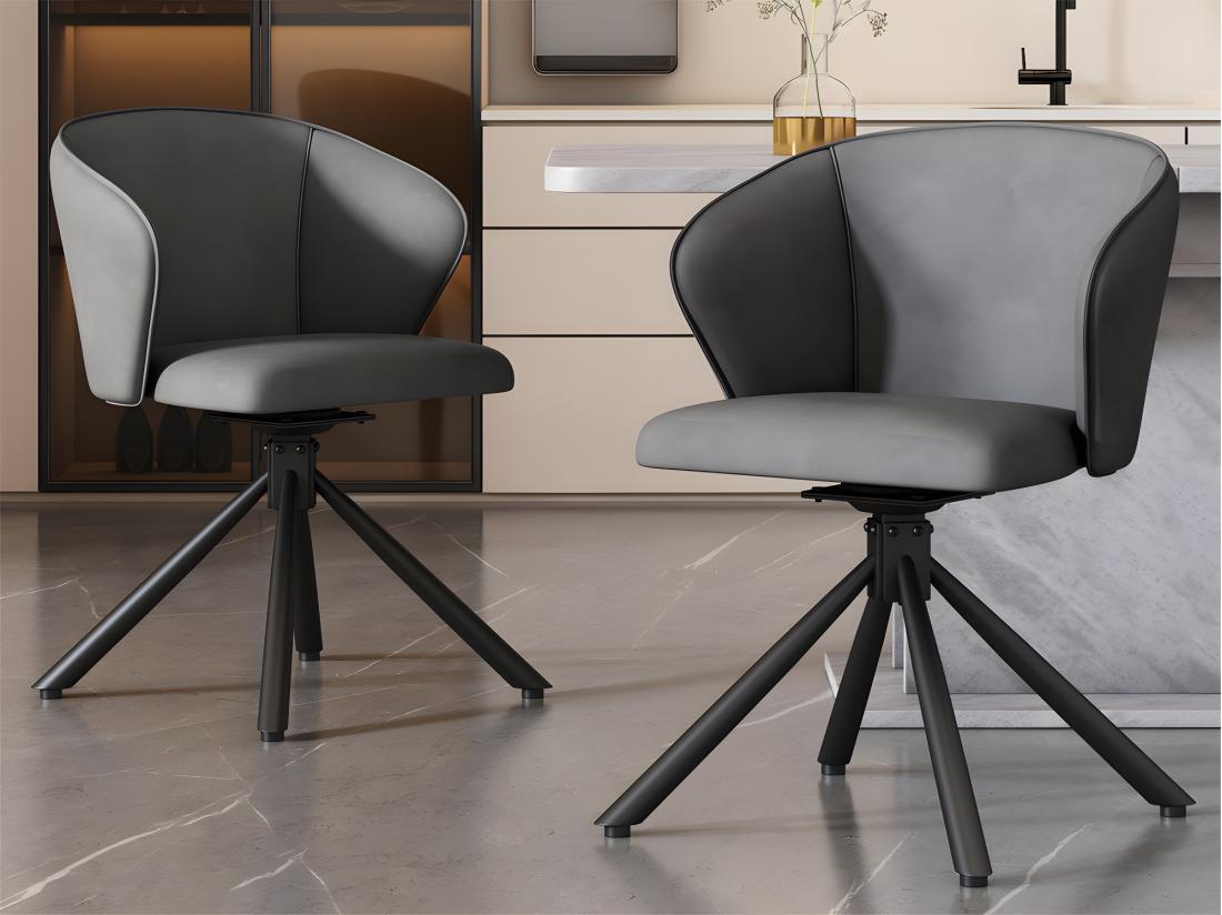 Vente Unique Lot De 2 Chaises Pivotantes En Similicuir - Style Moderne - Gris