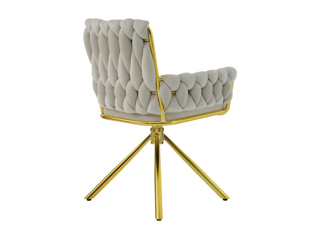 Vente Unique Lot De 2 Chaises Pivotantes En Velours Avec Accoudoirs - Pieds En Métal Doré - Beige