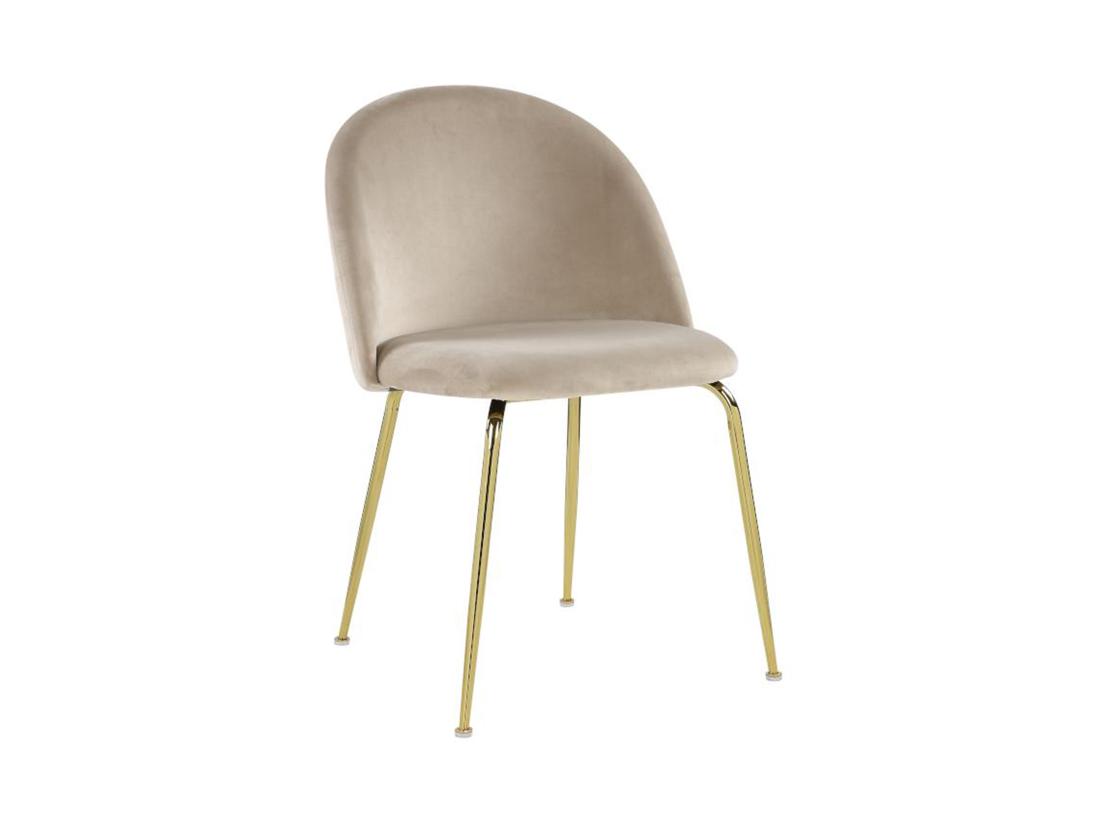 Vente Unique Lot De 2 Chaises - Velours Et Acier Inoxydable Doré - Beige - MELBOURNE